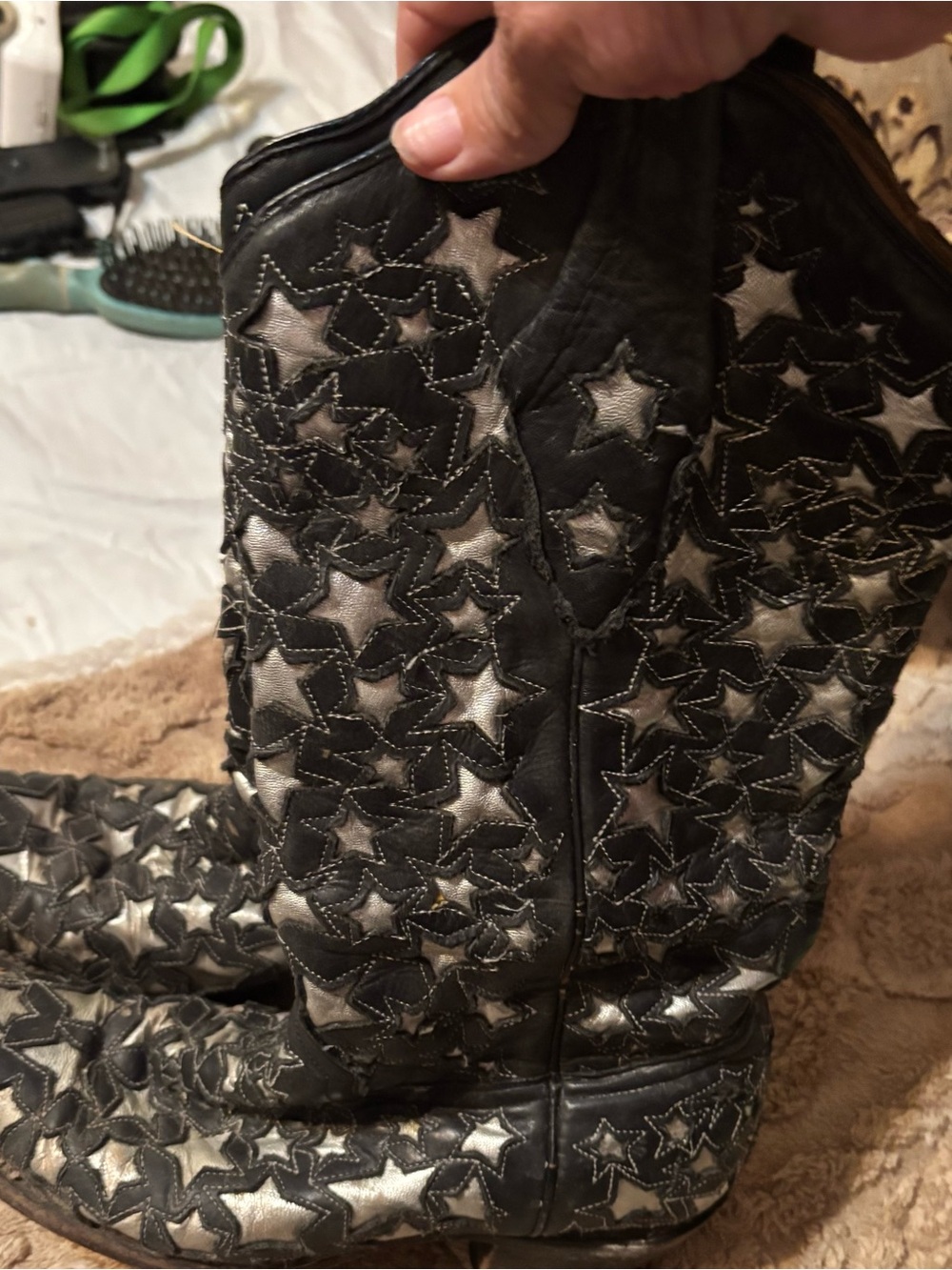 Women's Star-Pattern Leather Boots